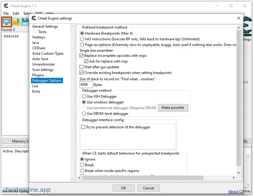Cheat Engine версия 7.4 скачать бесплатно